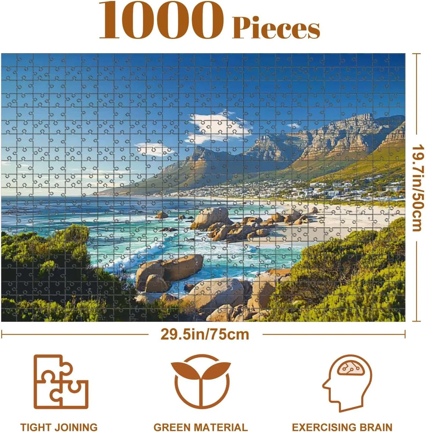 1000 Piece Coastal Puzzle Montauk Point Light Lighthouse Long Island New York Suffolk 20" x 31" Countdown Indoor Activities Difficult Jigsaw Puzzle Set for Adults, Children - Educational Toys Gift