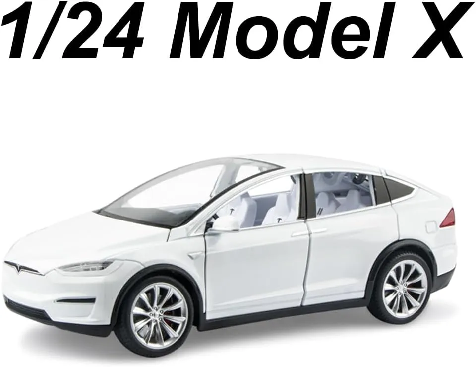 1/24 Scale Diecast Model X Toy Car, Alloy Casting Pull Back Collectible Car Vehicles with Sound and Light, Eagle Wing Door, Big Model X Car Model Toy for Kids Adults Gift (White)