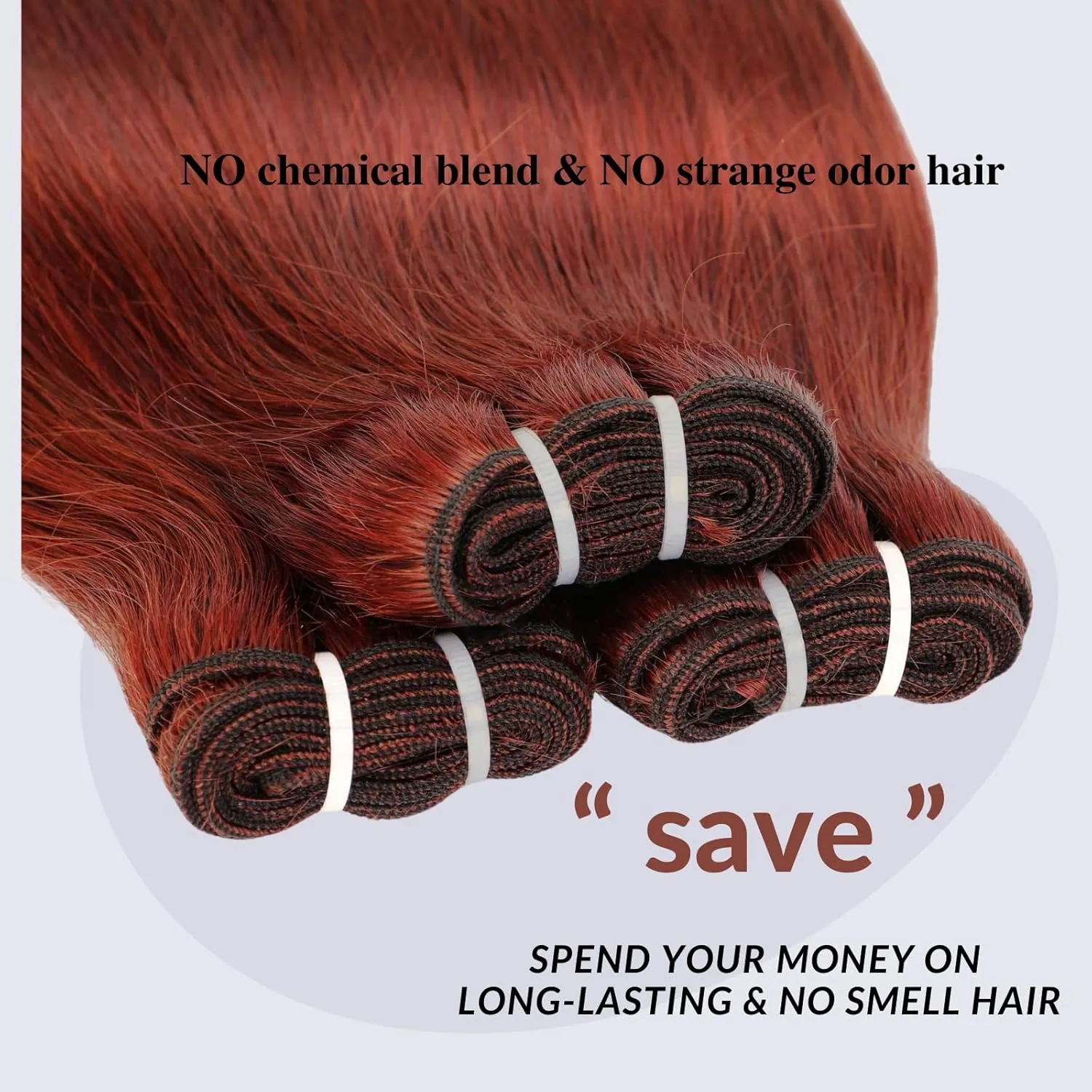 12A Double Drawn Reddish Brown Bundles with Frontal Human Hair 12 14 16 Inch 12 Inch, Unprocessed Raw Hair Copper Red Auburn Brown Colored Straight Bundles With 13x4 HD Lace Frontal 33B Color