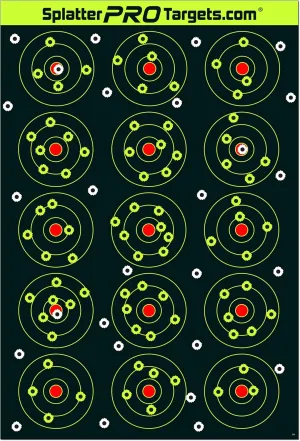 12x18 Splatter Targets. Shots Burst with a Bright Splatter Upon Impact. Instantly See Your Shots. Fully Reactive Targets.