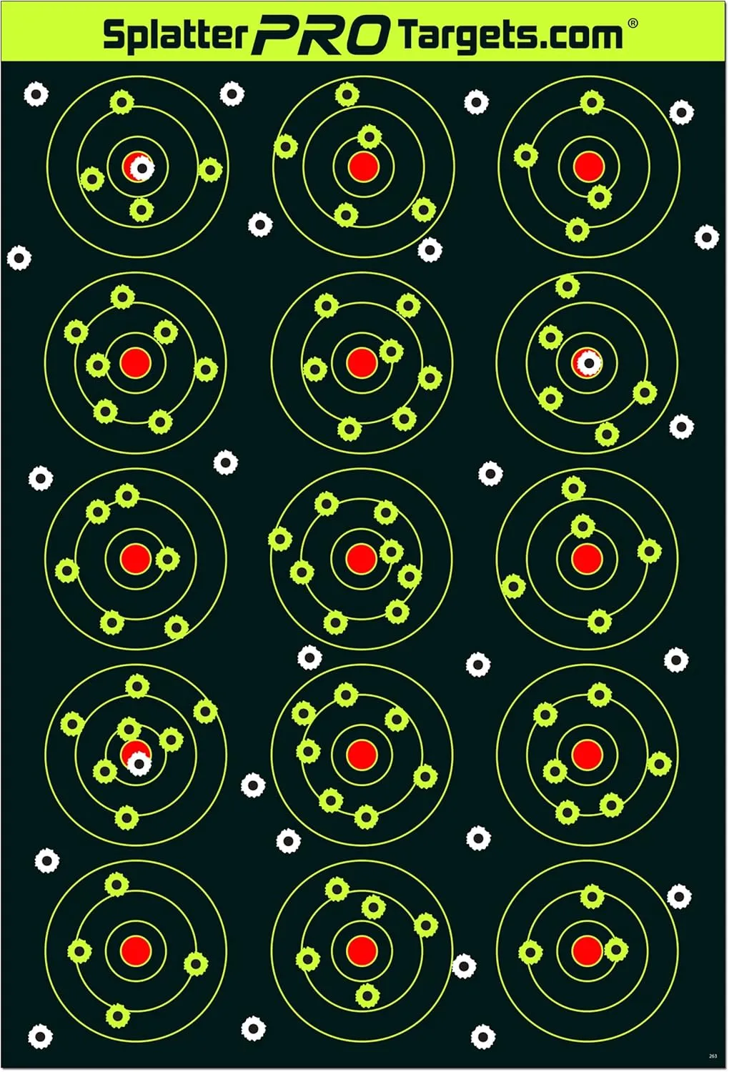 12x18 Splatter Targets. Shots Burst with a Bright Splatter Upon Impact. Instantly See Your Shots. Fully Reactive Targets.