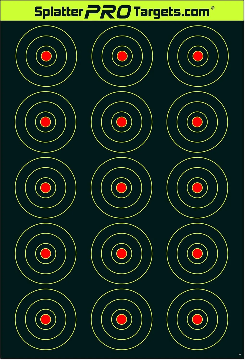 12x18 Splatter Targets. Shots Burst with a Bright Splatter Upon Impact. Instantly See Your Shots. Fully Reactive Targets.
