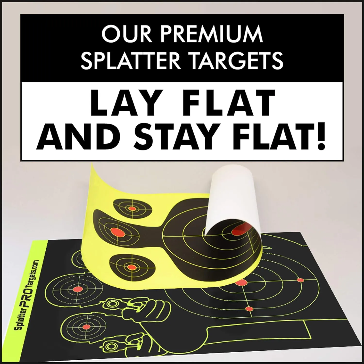 12x18 Splatter Targets. Shots Burst with a Bright Splatter Upon Impact. Instantly See Your Shots. Fully Reactive Targets.