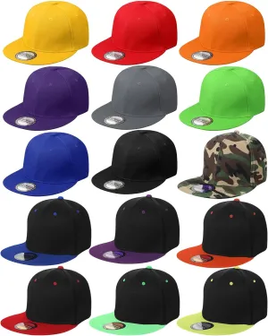 15 Pack Snapback Hats for Men Hip Hop Style Solid Baseball Hats Adjustable Snapback Cap Flat Brim Baseball Caps