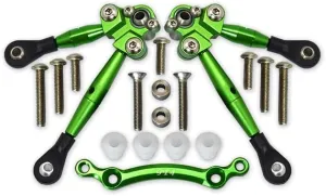 15pc Set Aluminum Front Tie Rods with Stabilizer for C Hub TRAXXAS-1/10 4WD Ford GT4-TEC 2.0 by GPM (Green)