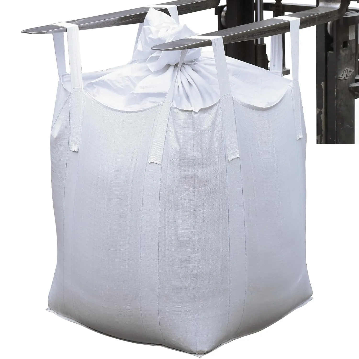 (2 packs) FIBC Bulk Bags, Container Bags, Load Capacity 2200Ib 35 "L x 35 "W x 43 "H, Woven Polypropylene Sacks, Four Fastening Hooks, Flat Bottom on Top of Trunks (r2)