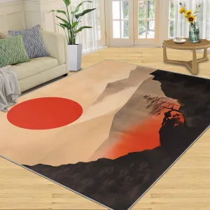 2x4 Zen Minimalism Runner Rug - Sun-Washed Abstract Peaks Rugs for Entryway, Modern Oriental Aesthetic Kitchen Runner Rug Soft Non Slip Anti Fatigue for Laundry Room Indoor Hallways