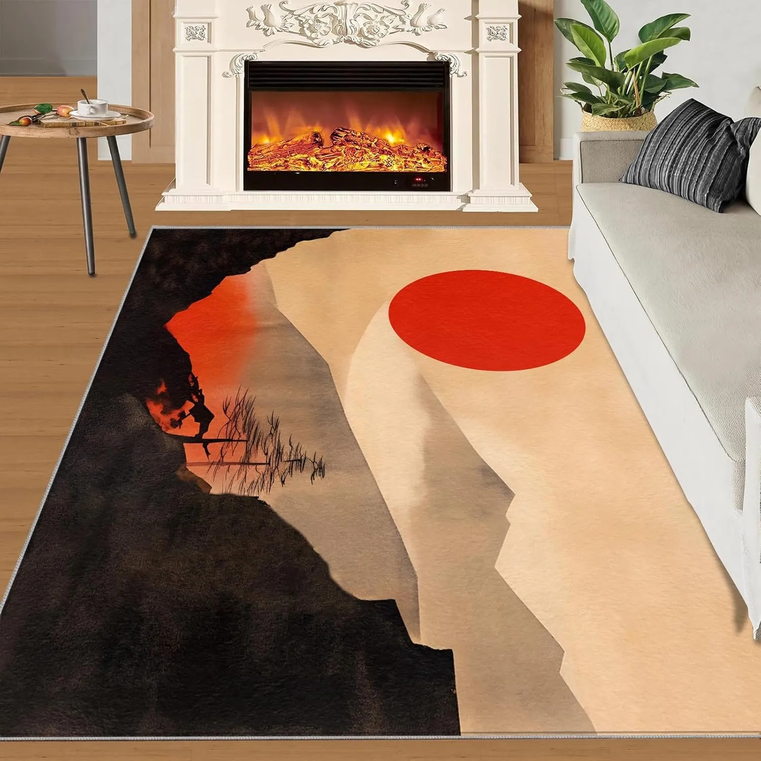 2x4 Zen Minimalism Runner Rug - Sun-Washed Abstract Peaks Rugs for Entryway, Modern Oriental Aesthetic Kitchen Runner Rug Soft Non Slip Anti Fatigue for Laundry Room Indoor Hallways