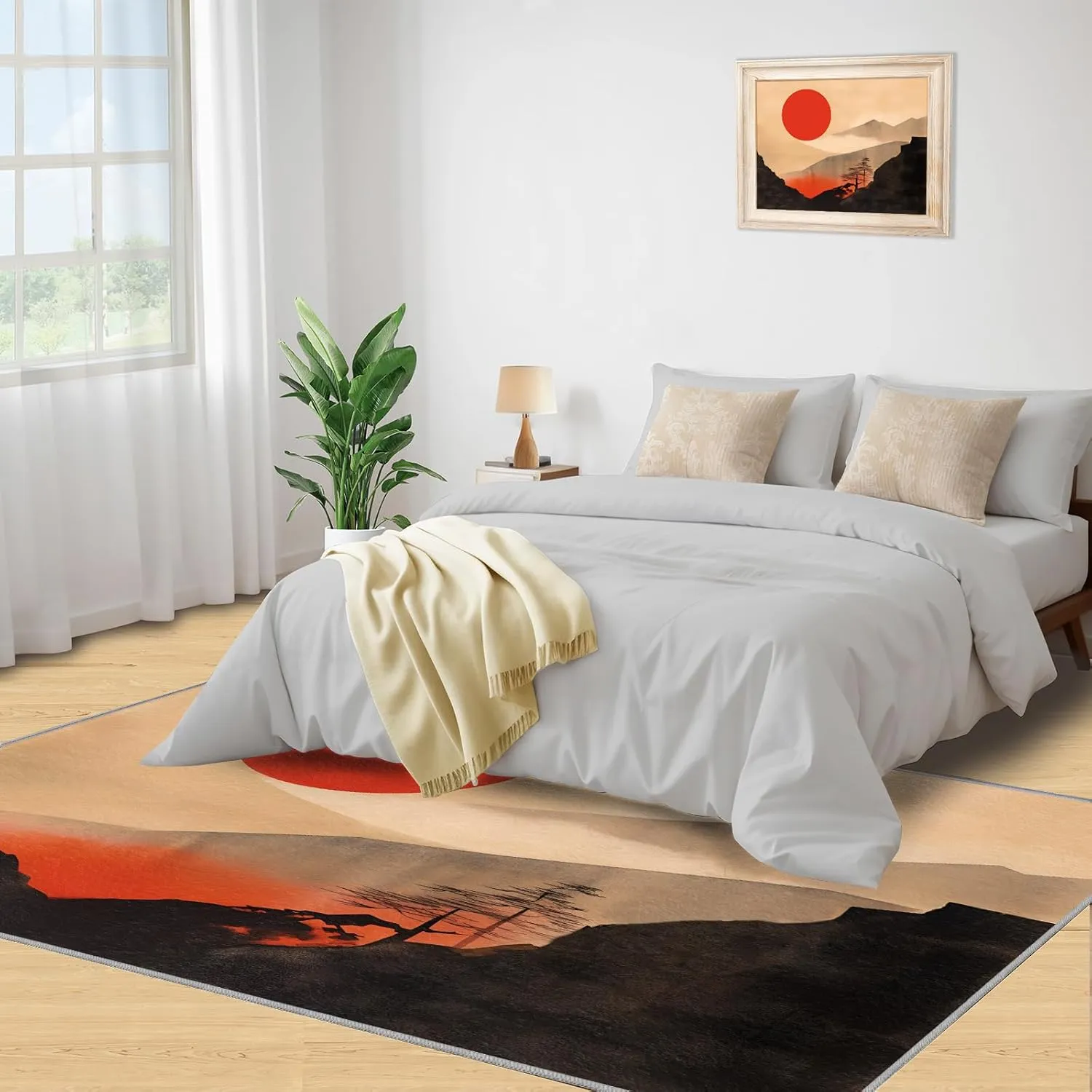 2x4 Zen Minimalism Runner Rug - Sun-Washed Abstract Peaks Rugs for Entryway, Modern Oriental Aesthetic Kitchen Runner Rug Soft Non Slip Anti Fatigue for Laundry Room Indoor Hallways