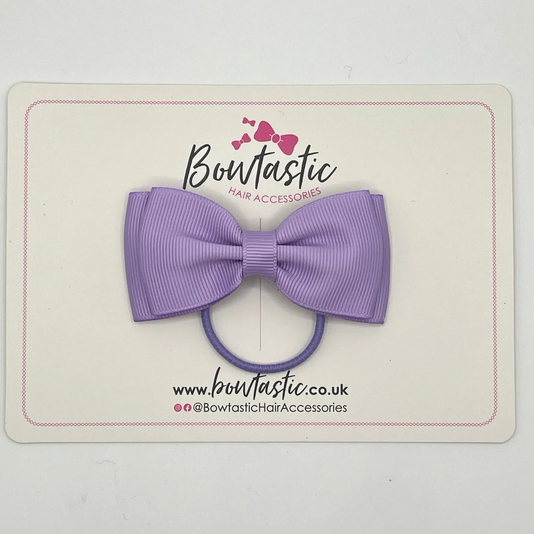 3 Inch Flat Double Bow Thin Elastic - Light Orchid