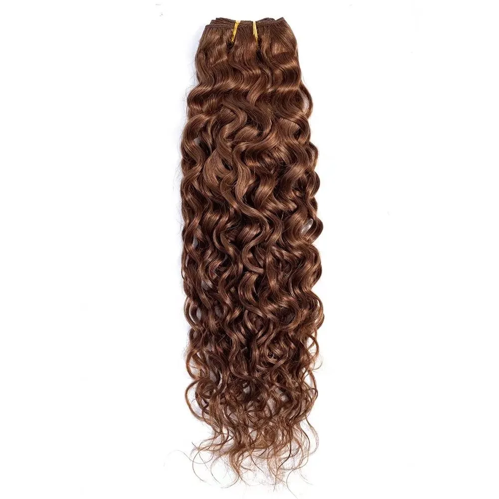 3 Pieces 12 14 16 Water Wave Bundles Brown Hair Brazilian Water Wave Hair Weaves 8A Premium Brazilian Virgin Water Wave Human Hair Bundles Color 4 Brazilian Human Hair Extensions Total 300gram