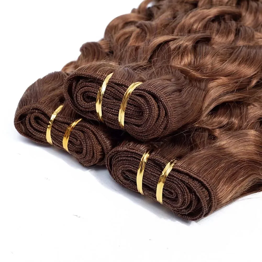 3 Pieces 12 14 16 Water Wave Bundles Brown Hair Brazilian Water Wave Hair Weaves 8A Premium Brazilian Virgin Water Wave Human Hair Bundles Color 4 Brazilian Human Hair Extensions Total 300gram