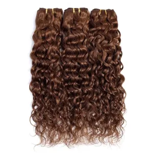 3 Pieces 12 14 16 Water Wave Bundles Brown Hair Brazilian Water Wave Hair Weaves 8A Premium Brazilian Virgin Water Wave Human Hair Bundles Color 4 Brazilian Human Hair Extensions Total 300gram