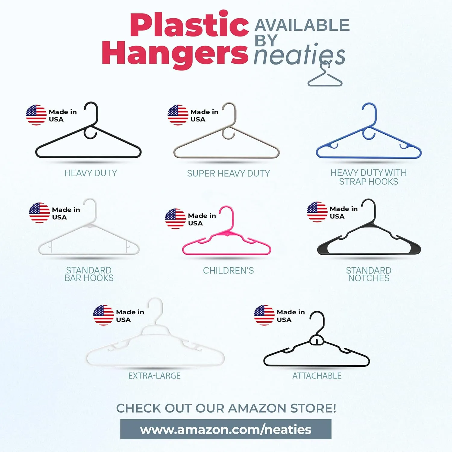 30pk Made in USA Plastic Clothes Hangers Bulk | 20 30 50 100 Pack Available | Laundry Clothes Hanger | Coat Hangers Plastic | Heavy Duty Plastic Hanger for Closet Hangars | Mainstays Hangers (Black)