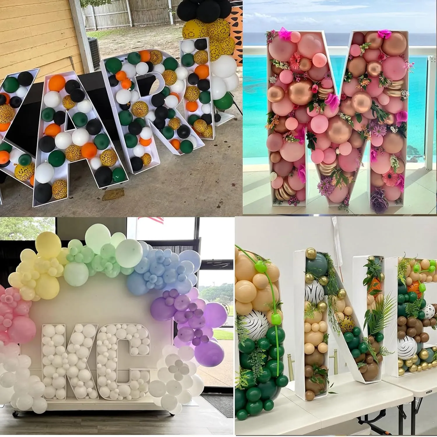 3FT Tall Mosaic Balloon Frame Letters Big Marquee Light Up Letters DIY Kit for Birthday Party Wedding Backdrop Decor Letter D Pre-Cut Foam Board