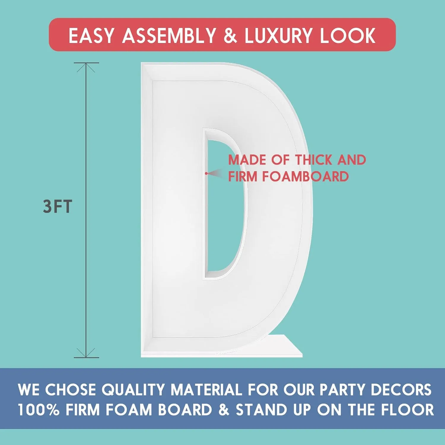 3FT Tall Mosaic Balloon Frame Letters Big Marquee Light Up Letters DIY Kit for Birthday Party Wedding Backdrop Decor Letter D Pre-Cut Foam Board