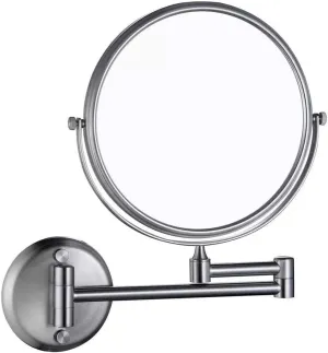 3X Magnifying Wall-Mounted Makeup Mirror, Adjustable Extension Vanity Mirror, Two-Sided 360° Swivel Design, 8-inch Black(8inch Brushed)