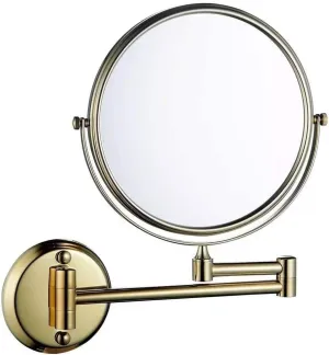 3X Magnifying Wall-Mounted Makeup Mirror, Adjustable Extension Vanity Mirror, Two-Sided 360° Swivel Design, 8-inch Black(8inch goldplated)