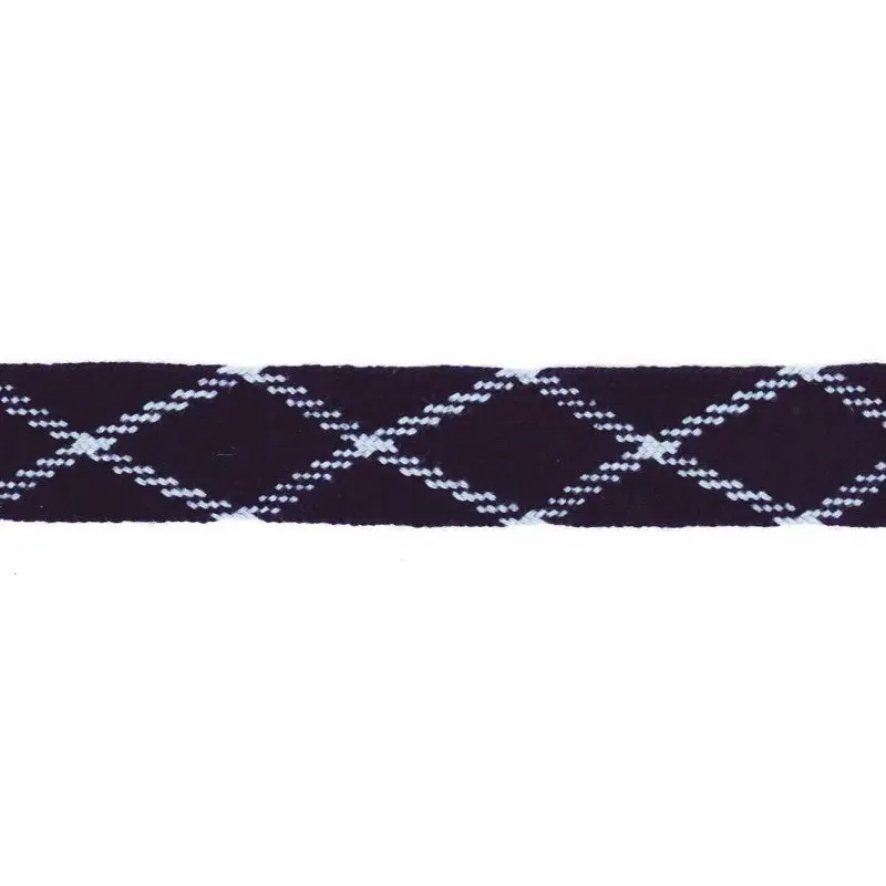 44mm Light Blue and Navy Diamond Worsted Flat Braid