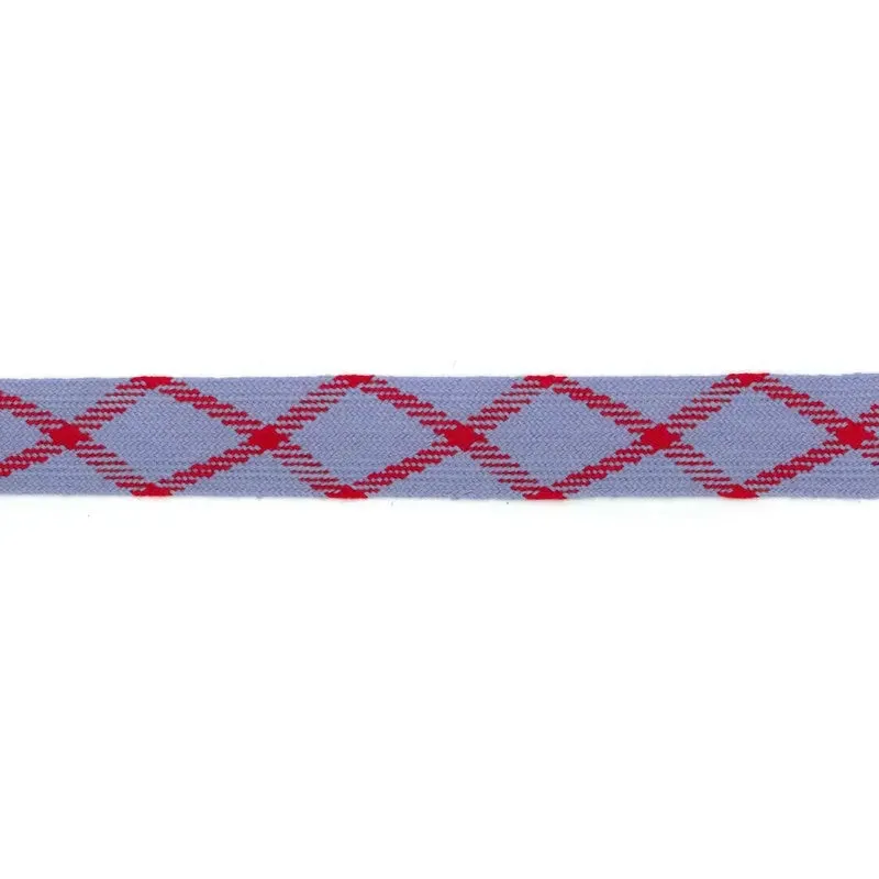 44mm Light Blue and Scarlet Diamond Worsted Flat Braid