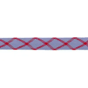 44mm Light Blue and Scarlet Diamond Worsted Flat Braid