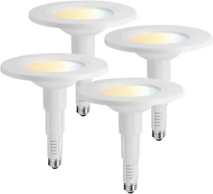 5/6 Inch 5CCT Retrofit LED Recessed Lighting 4 Pack, Adjustable 5CCT 2700K-5000K, LED Replacement Can Lights,Dimmable,12=60W, E26 Base, Flat Trim,Easy Retrofit Downlight Installation.