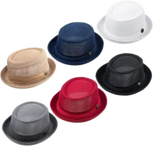 6Pcs Summer Beach Party Fedora Cap Boater Porkpie Breaking Bad Flat Hat for Men Women