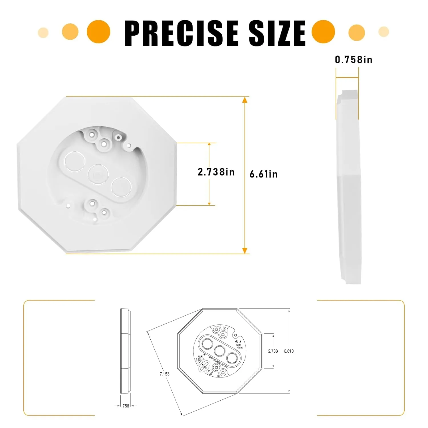 8161-2 Vertical Siding Lamp Octagon Mounting Kit (2pack) Siding Mounting Kit with Built-in Electrical Box,8161 Vertical Siding Lamp Mounting Kit,for T-111,HardiePlank Lap Siding,and Flat Surface