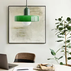 9.8" Nordic Mid Century Green Glass Pendant Hanging Light Modern Single Restaurant Lamp Vintage Farmhouse Ceiling Lamp Dining Room Chandelier for Over Table Kitchen Island Bedroom Hallway E26