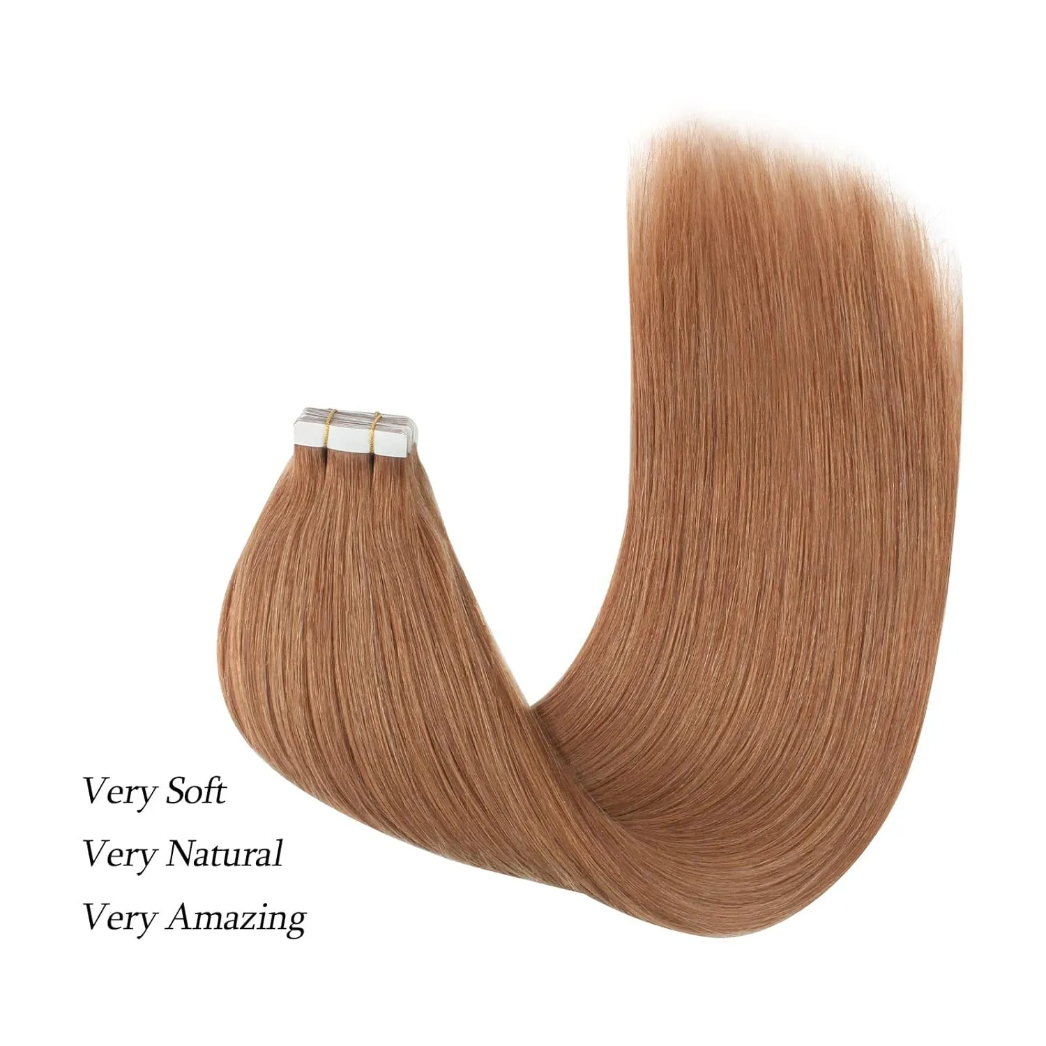 ABH AMAZINGBEAUTY Tape in Hair Extensions Human Hair Semi-permanent Pre Taped Real Remy Human Tape in Human Hair 50g-20pcs Skin Weft Invisible Seamless Reusable Platinum Light Auburn Color 30 20 Inch