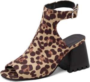 Aflngle Women's Fashion Floral Chunky Heel Block Open Toe Sandals Comfortable Non-Slip Ankle Strap Buckle Gladiator Roman Sandal Ankle Boots Summer Casual Dress Shoes