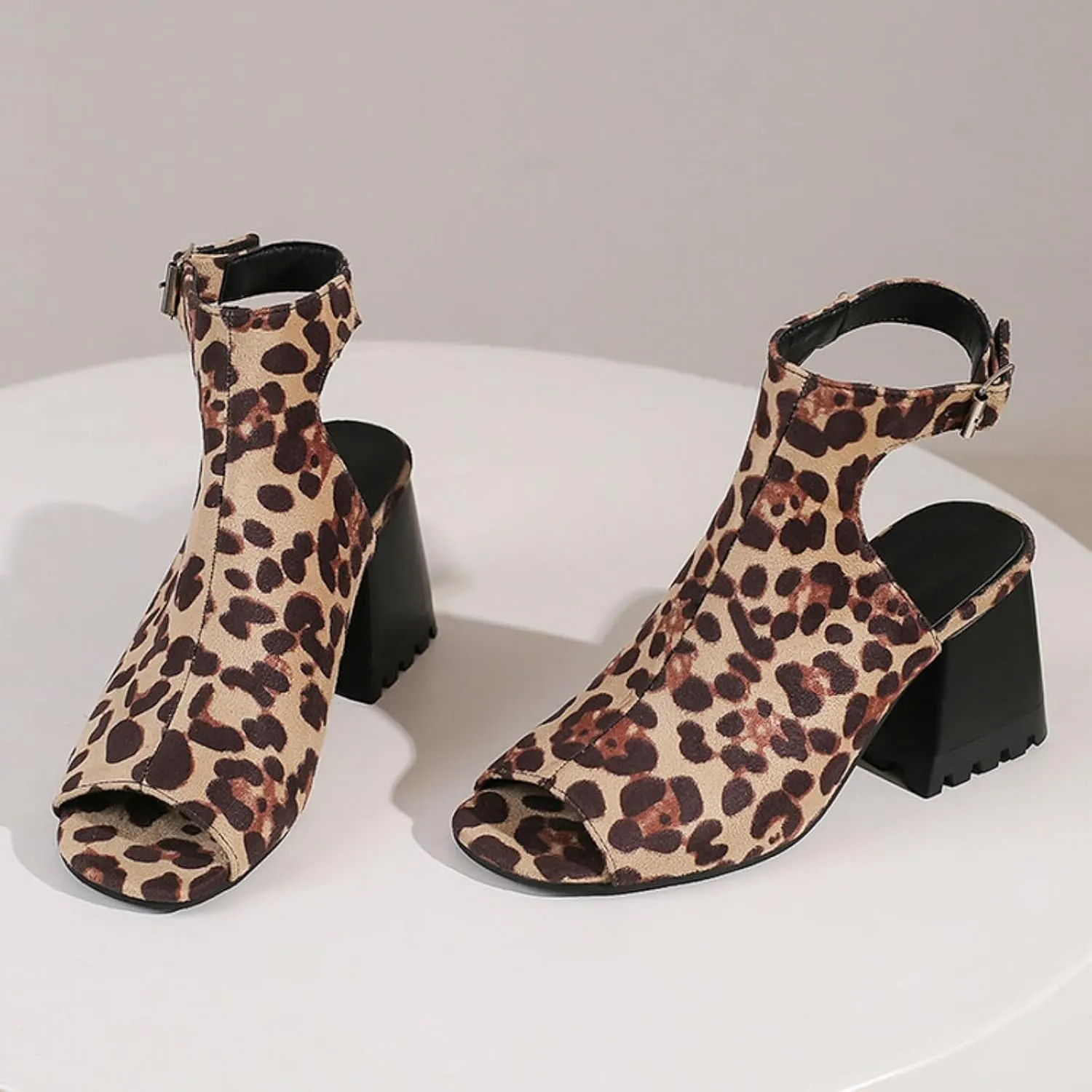 Aflngle Women's Fashion Floral Chunky Heel Block Open Toe Sandals Comfortable Non-Slip Ankle Strap Buckle Gladiator Roman Sandal Ankle Boots Summer Casual Dress Shoes