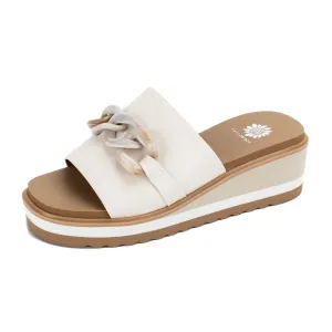 Alora Slide Wedge Sandal in Bone