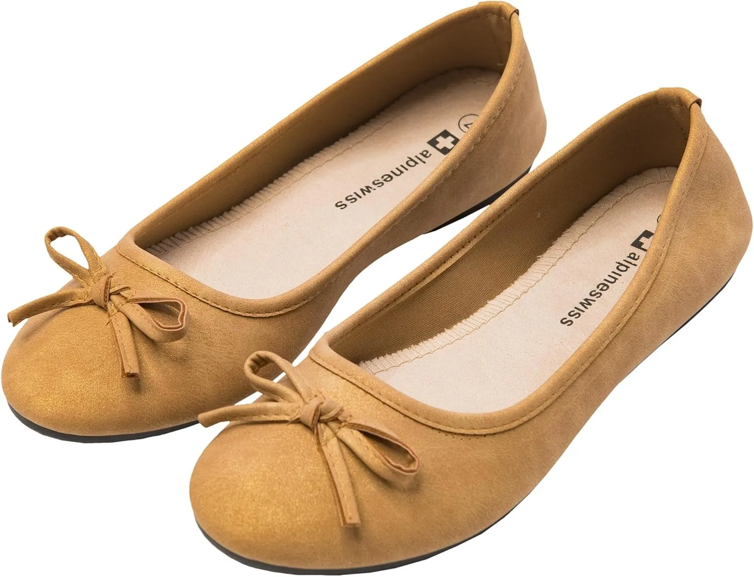 Alpine Swiss Polly Womens Bow Ballet Flats Round Toe Slip On Comfortable Shoes