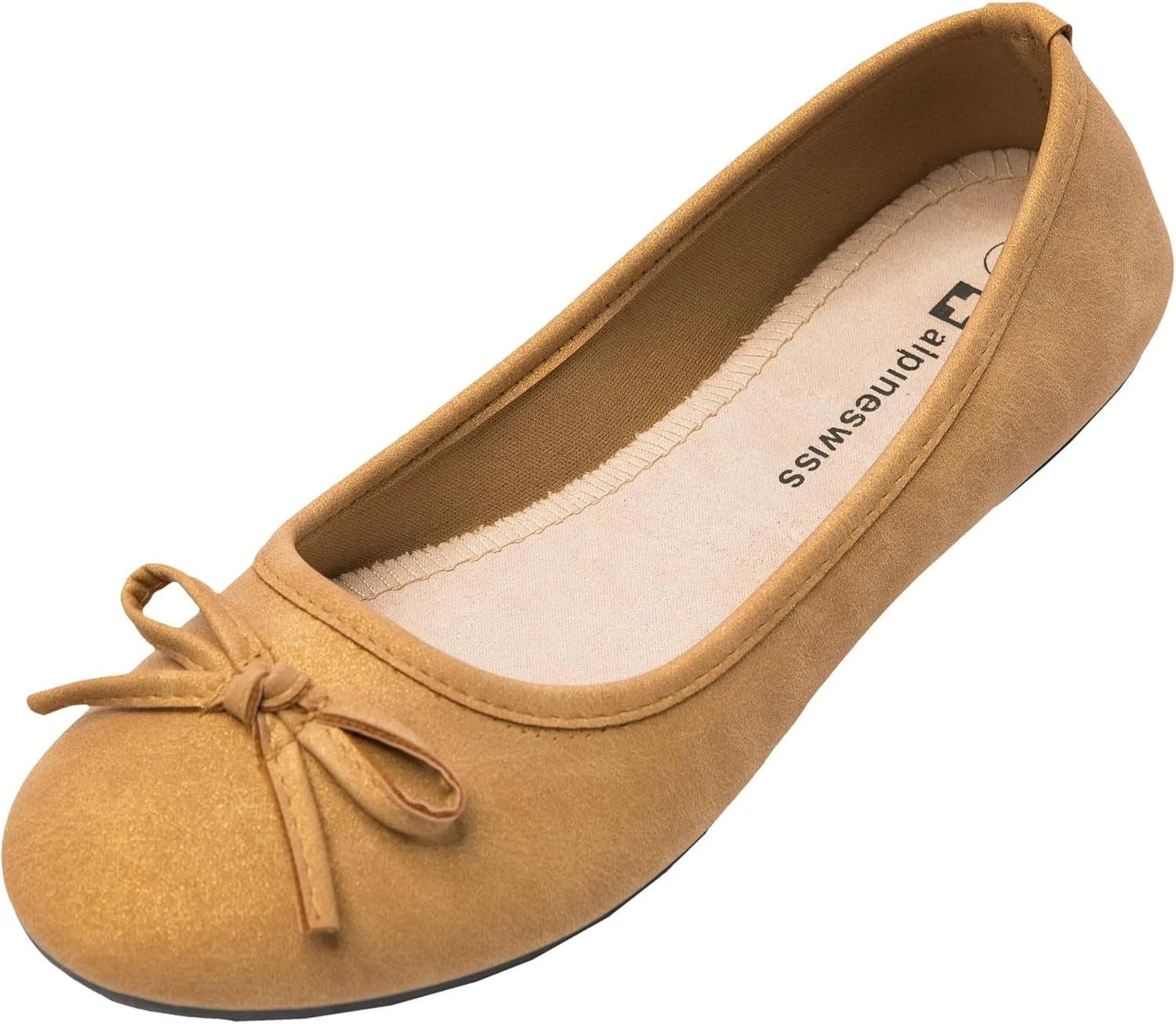 Alpine Swiss Polly Womens Bow Ballet Flats Round Toe Slip On Comfortable Shoes