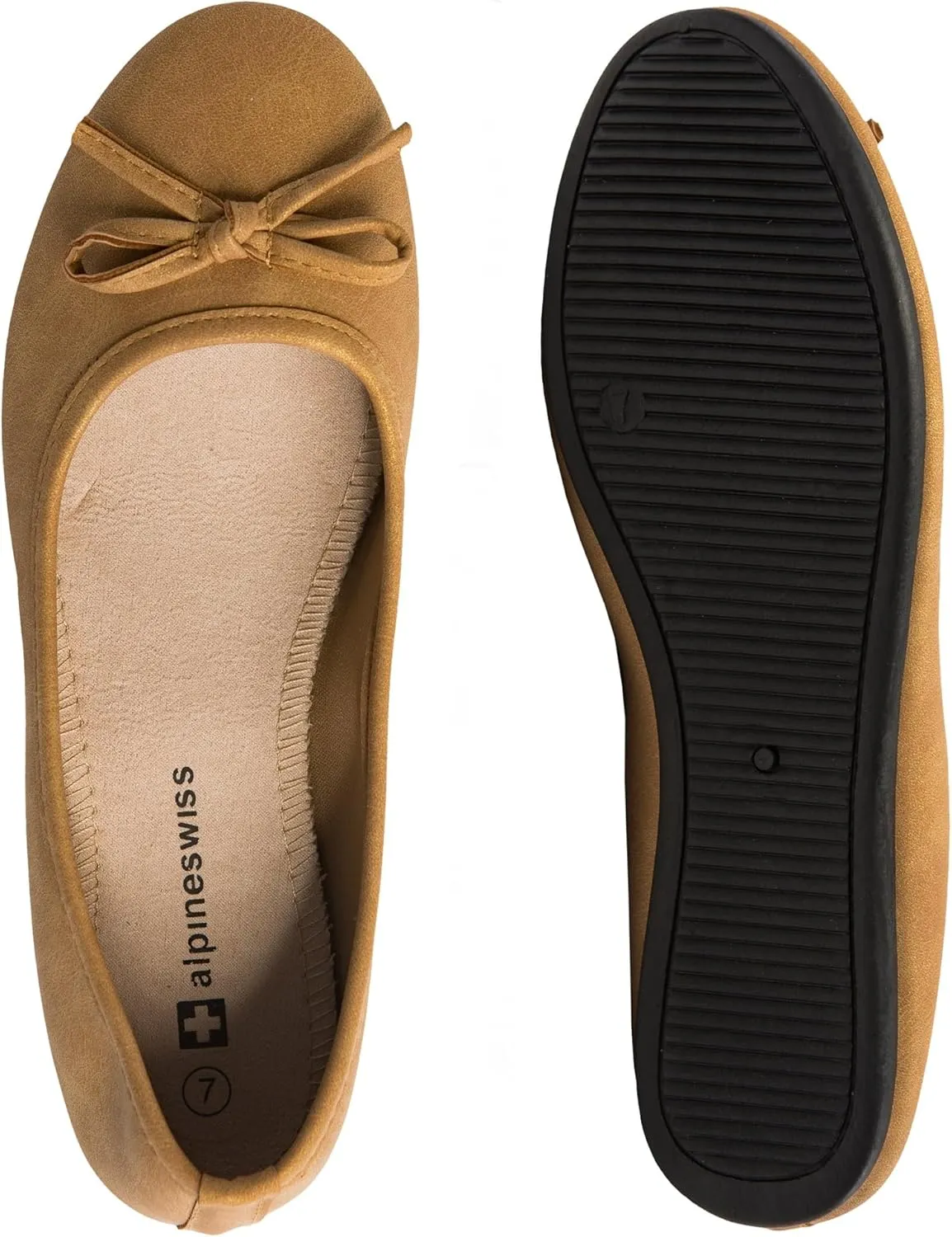 Alpine Swiss Polly Womens Bow Ballet Flats Round Toe Slip On Comfortable Shoes