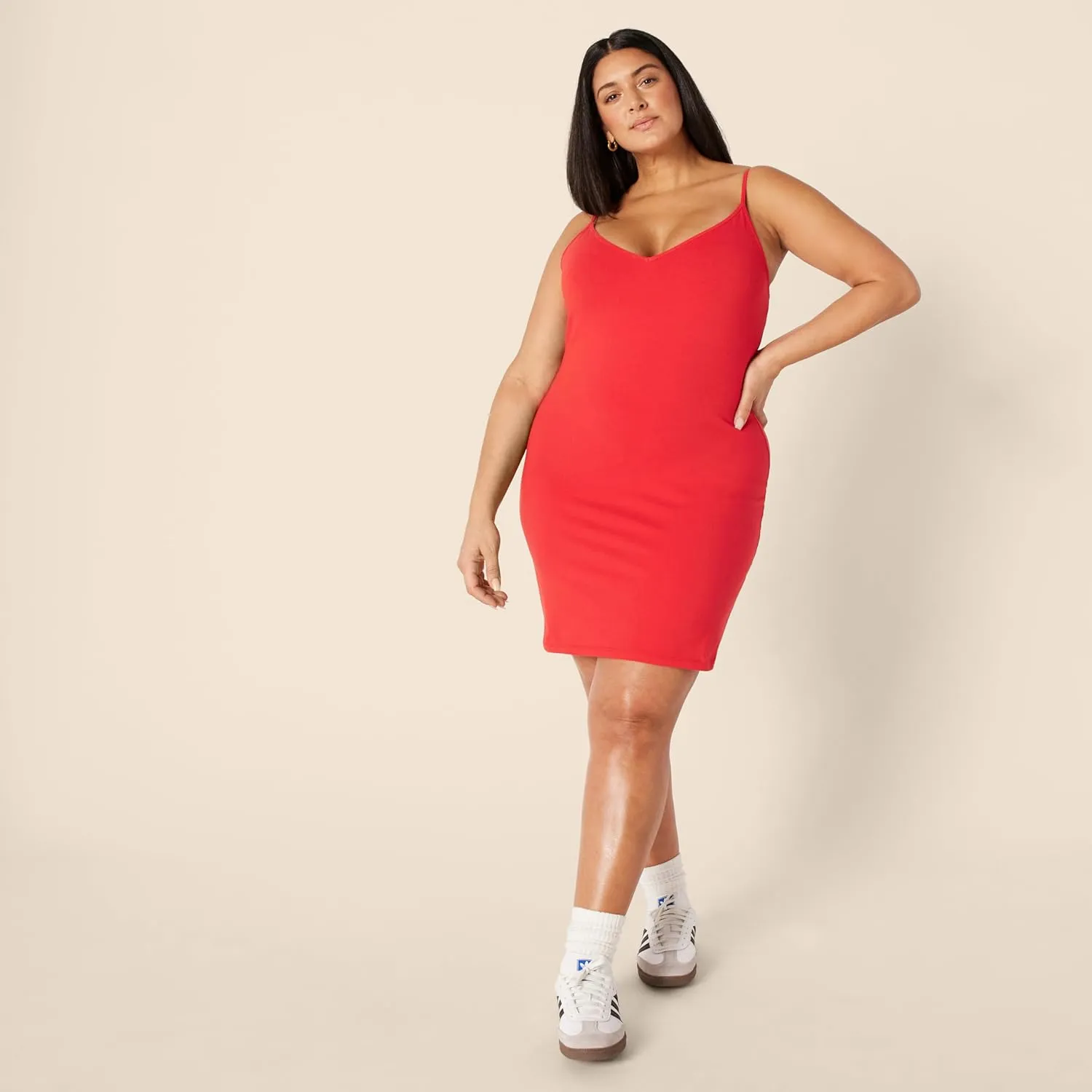 Amazon Essentials Women's Slim Fit Cotton Layering Slip Dress, Pack of 2
