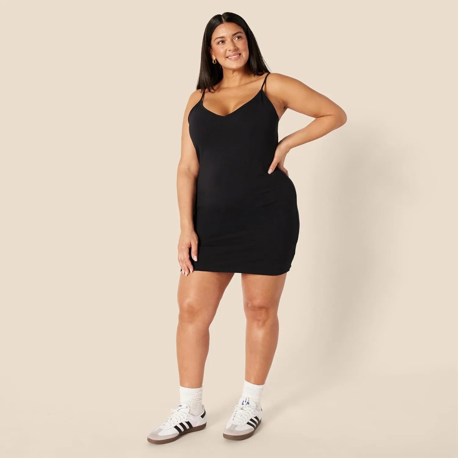 Amazon Essentials Women's Slim Fit Cotton Layering Slip Dress, Pack of 2