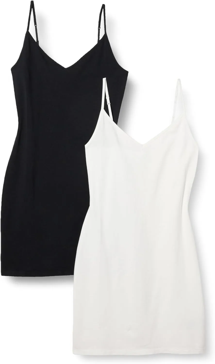Amazon Essentials Women's Slim Fit Cotton Layering Slip Dress, Pack of 2