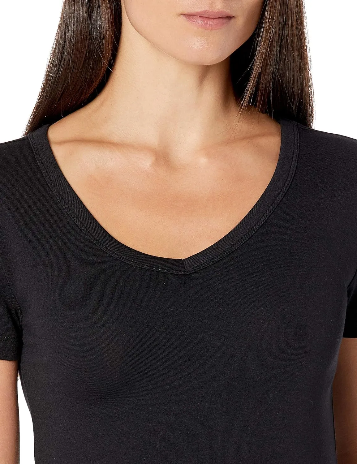 Amazon Essentials Women's Slim-Fit Short-Sleeve V-Neck T-Shirt, Pack of 2