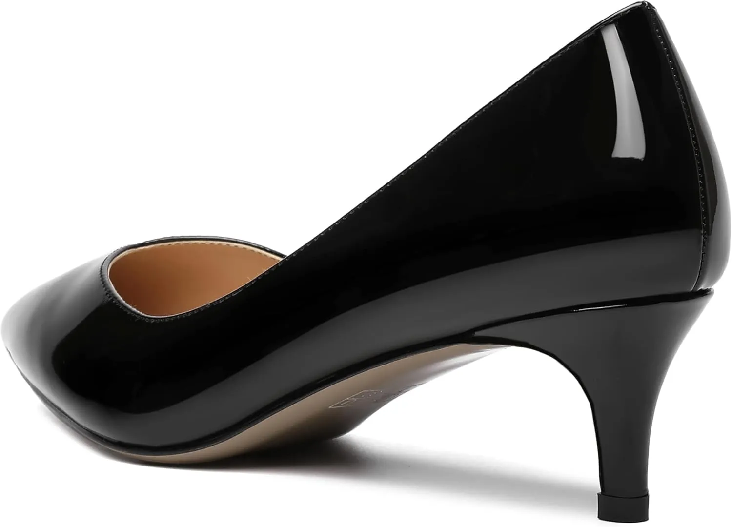 AMBELIGHT Womens Casual Slip On Pointed Toe Dress Shoes Patent Kitten Low Heel Pumps Shoes 2 Inch