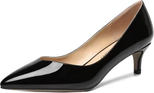 AMBELIGHT Womens Casual Slip On Pointed Toe Dress Shoes Patent Kitten Low Heel Pumps Shoes 2 Inch