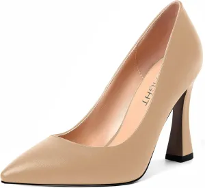 AMBELIGHT Womens Pointed Toe Evening Matte Dress Slip On Solid Stiletto High Heel Pumps Shoes 4 Inch