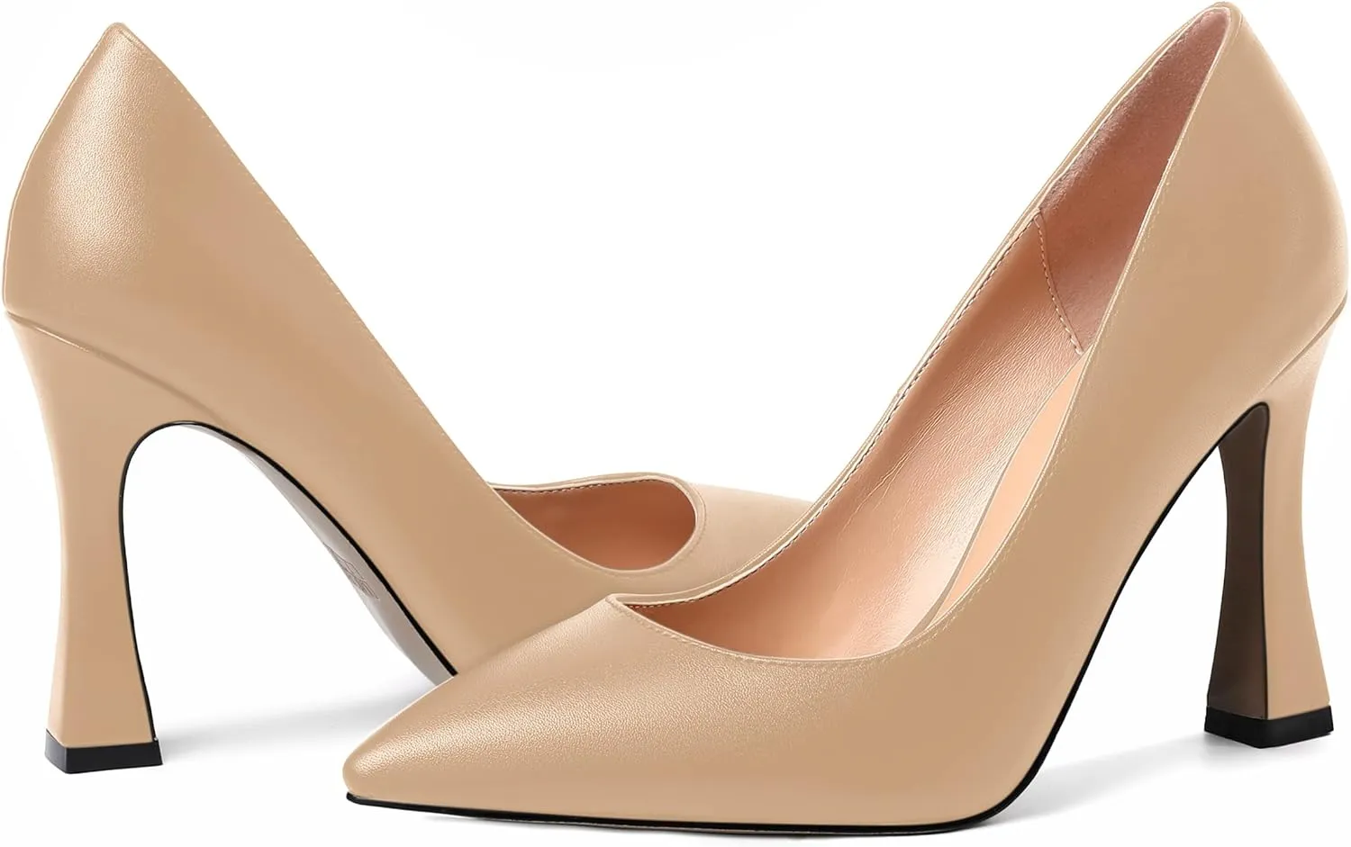 AMBELIGHT Womens Pointed Toe Evening Matte Dress Slip On Solid Stiletto High Heel Pumps Shoes 4 Inch