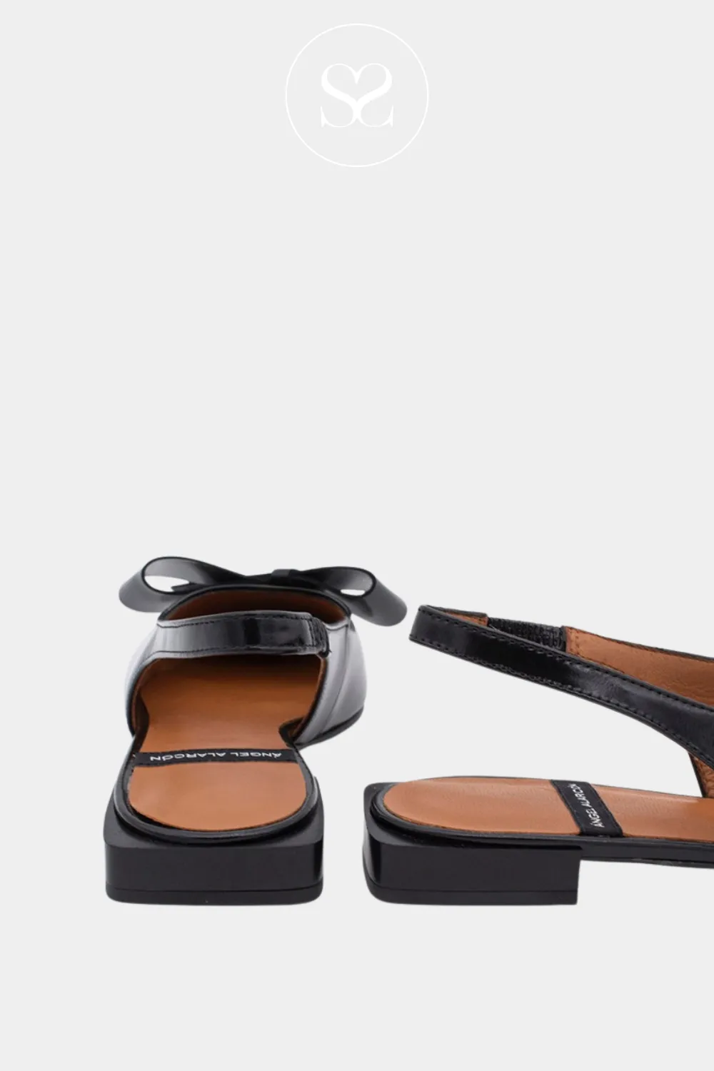 ANGEL ALARCON CHARLOTTE - BLACK BOW SLINGBACK FLATS
