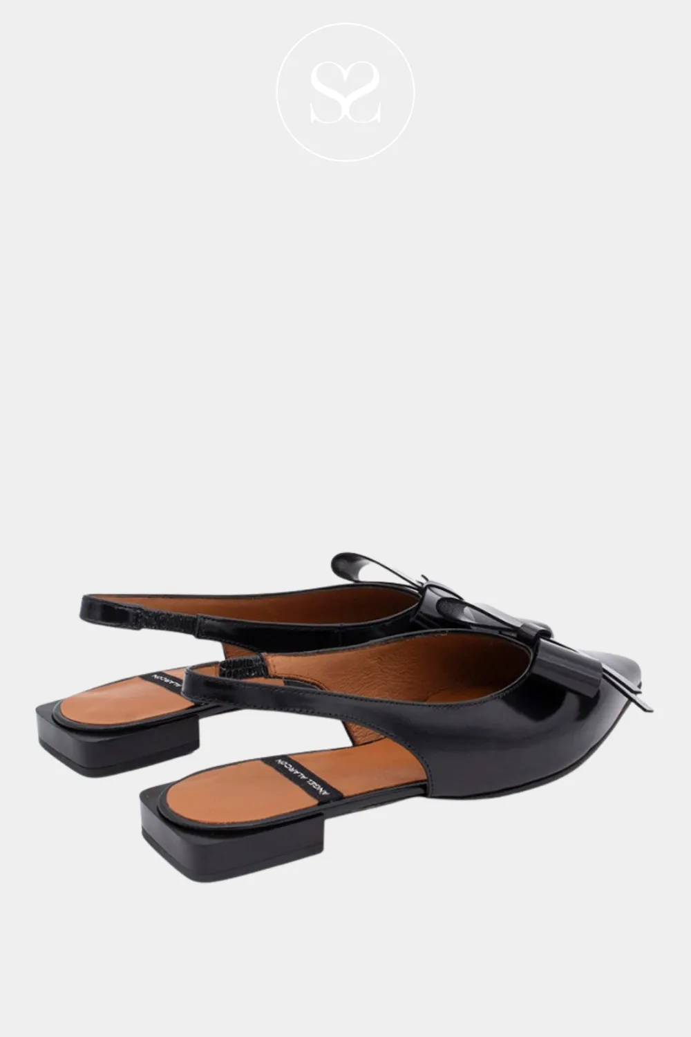 ANGEL ALARCON CHARLOTTE - BLACK BOW SLINGBACK FLATS