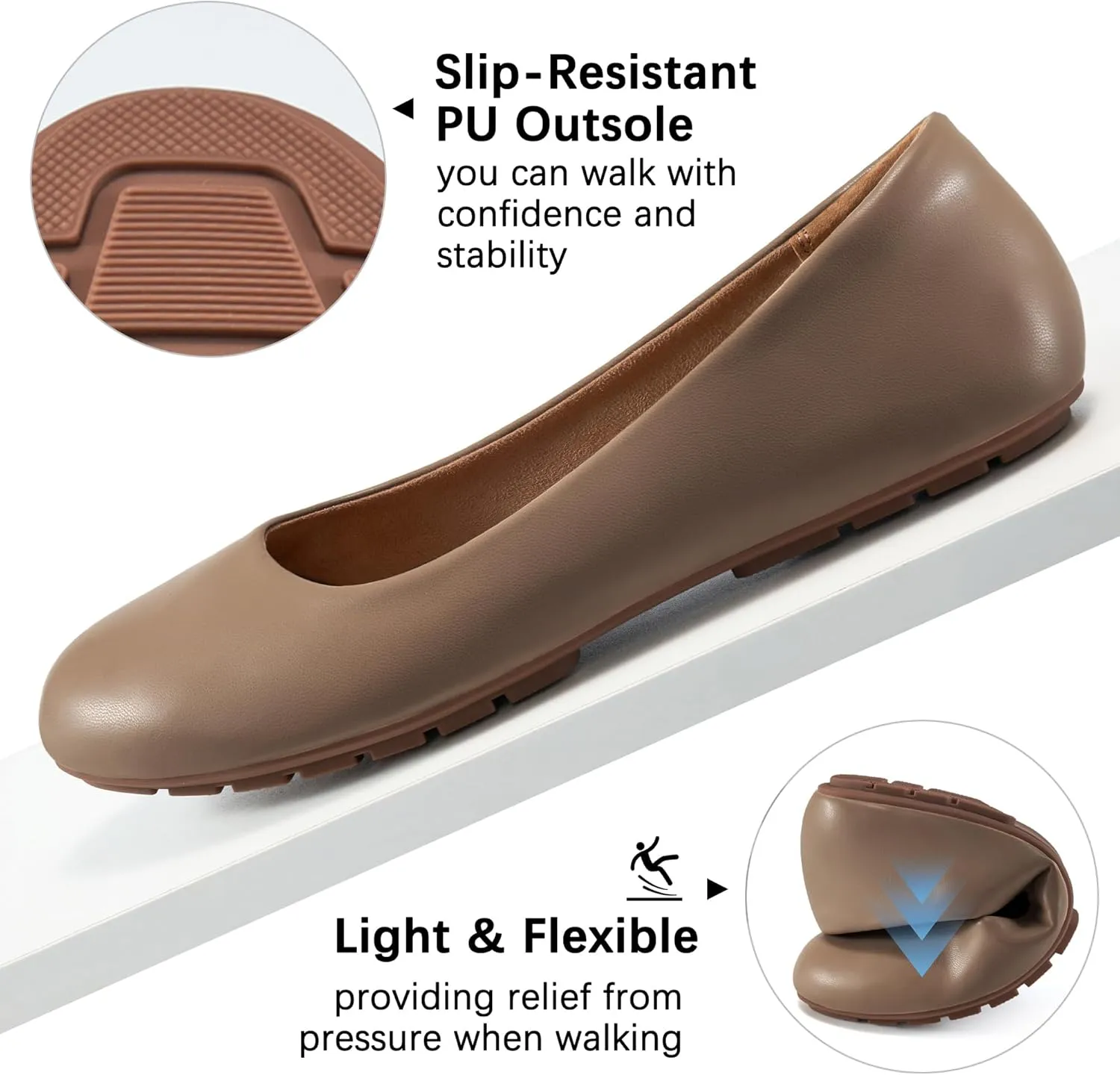 Aomigoct Flats for Women Ballets Shoes: Dress Slip Comfortable Work Flats for 2025 - Casual Ladies Wedding Walking Flat