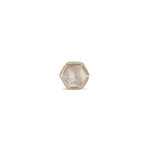 Aria •  14K Gold Honeycomb Gemstone Threadless Ends • Grey Moonstone