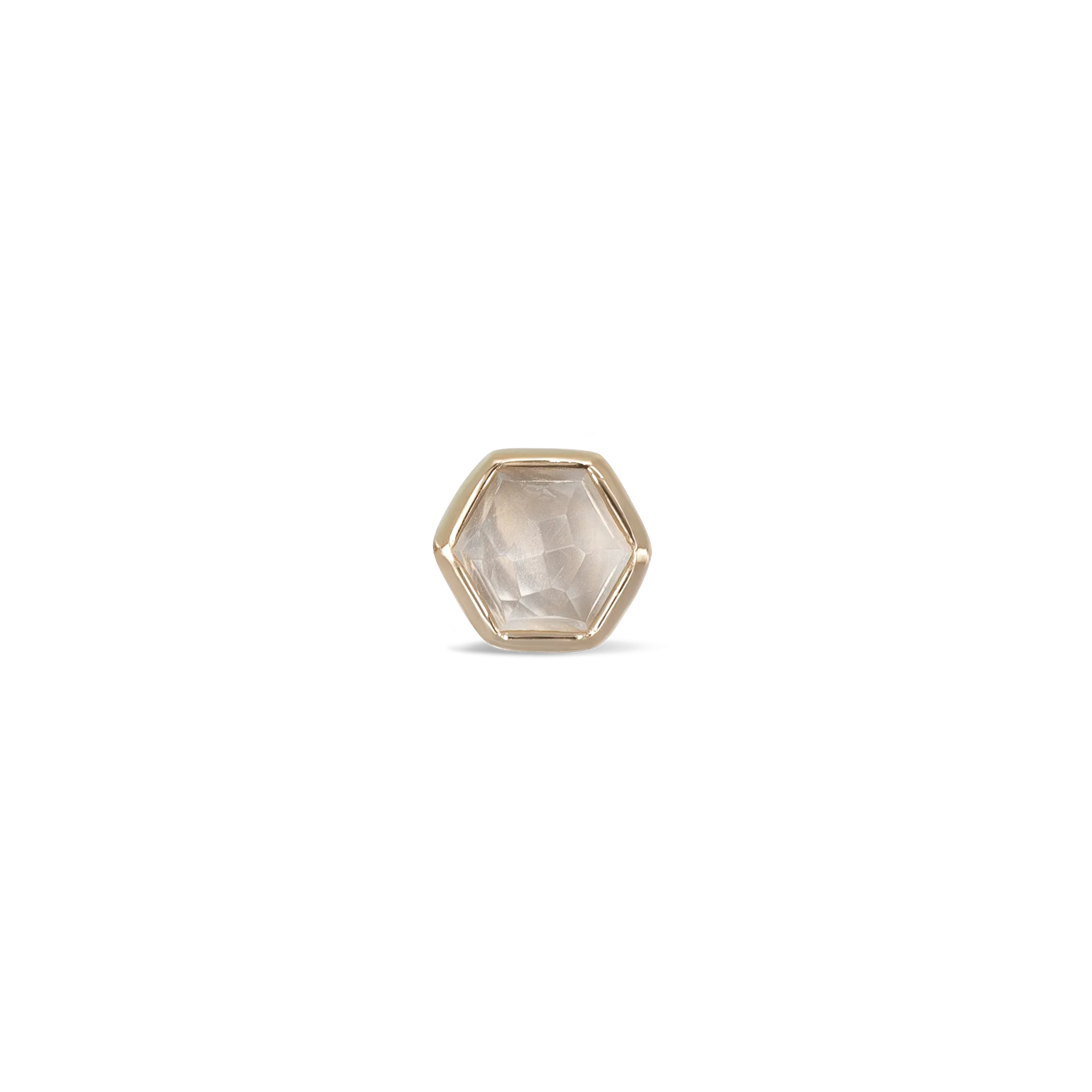 Aria •  14K Gold Honeycomb Gemstone Threadless Ends • Grey Moonstone