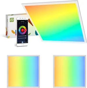 ASD 2 Pack 2x2 Smart RGBW LED Flat Panel Light - 35W UL | 4420LM 3500K 4000K 5000K Selectable Dimmable 2x2 LED Drop Ceiling Light Fixture | RGB Lights WiFi App Controlled Alexa & Google Assistant